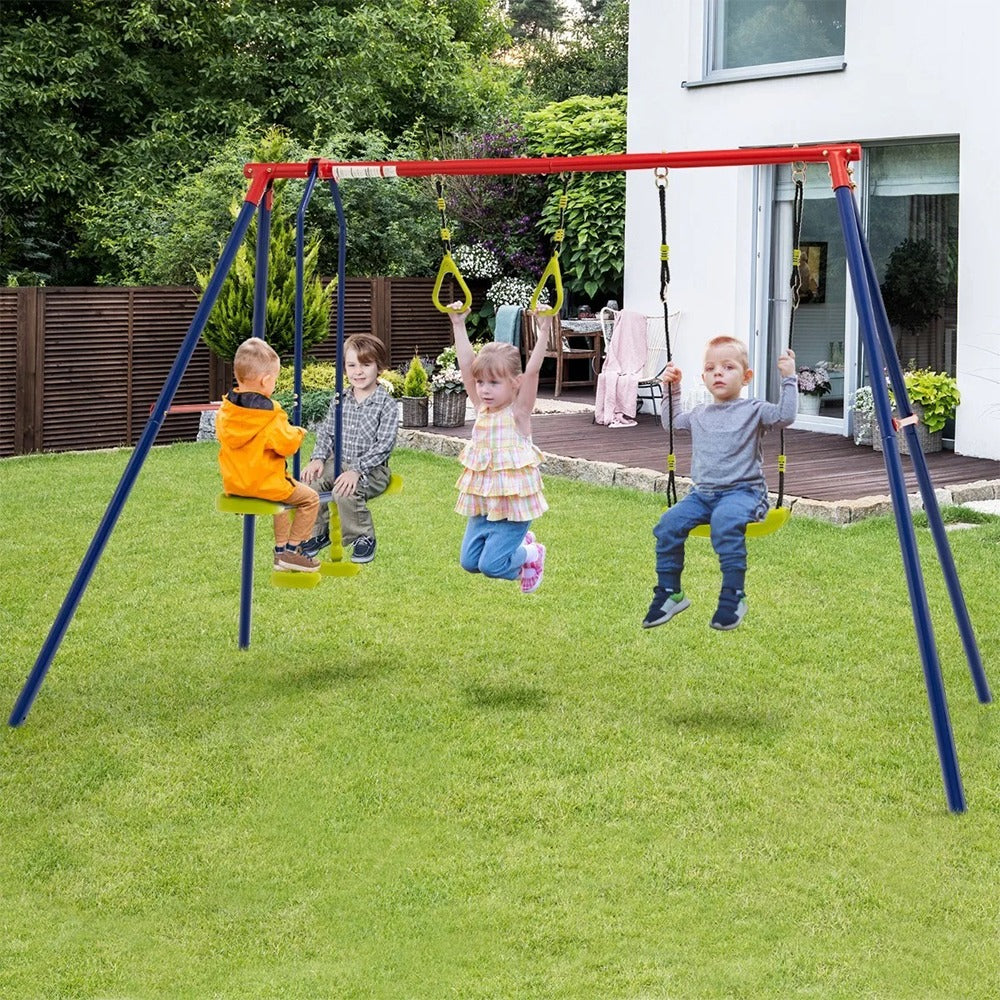 3-in-1 Speelset voor Buiten – Schommel, Balansbalk & Gymringen