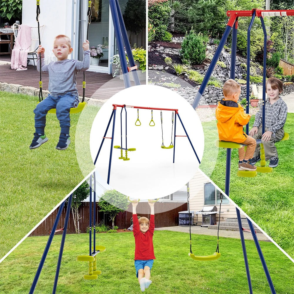 3-in-1 Speelset voor Buiten – Schommel, Balansbalk & Gymringen