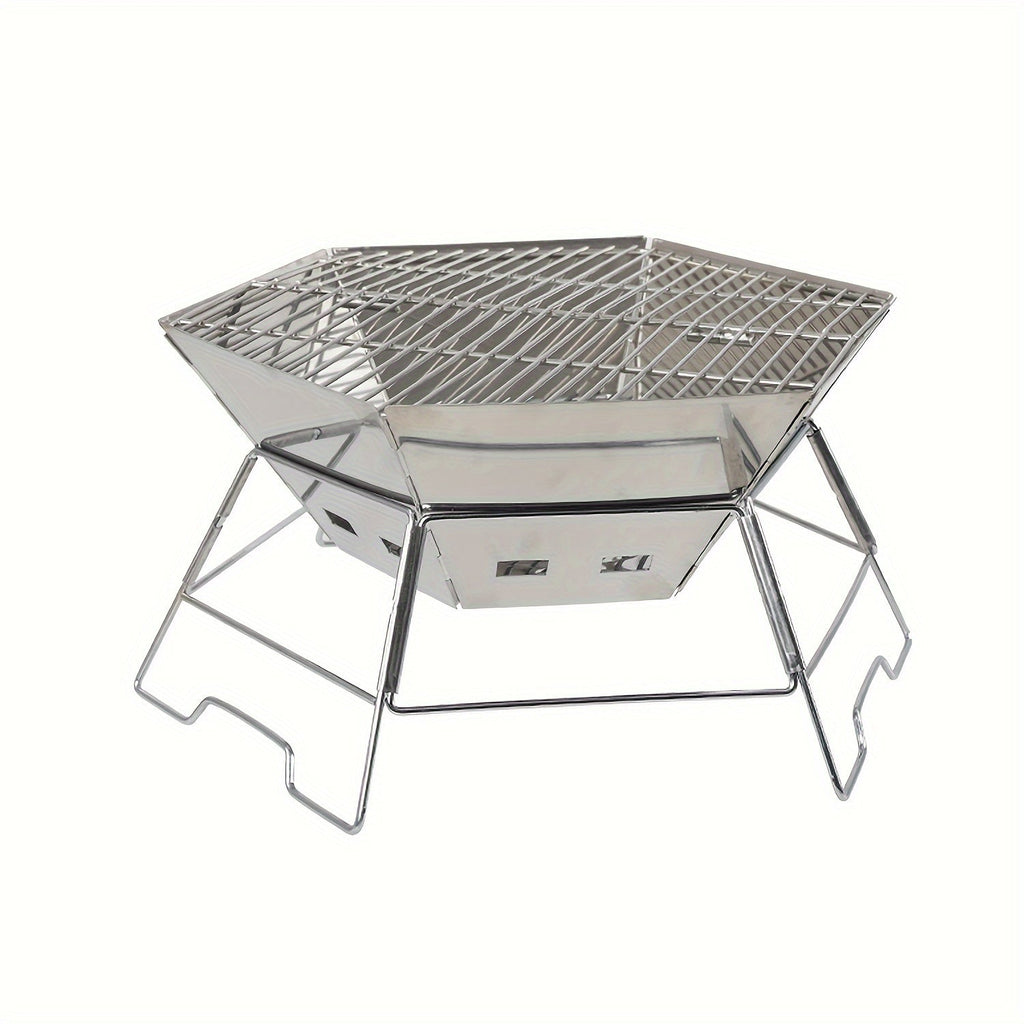 Foldable Stainless Steel BBQ Grill — Portable & Durable