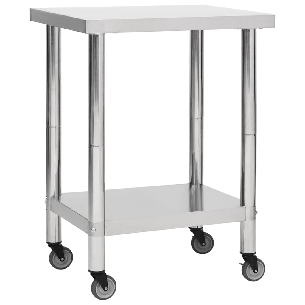 VidaXL Keukenwerktafel op Wielen — 80x45x85 cm RVS