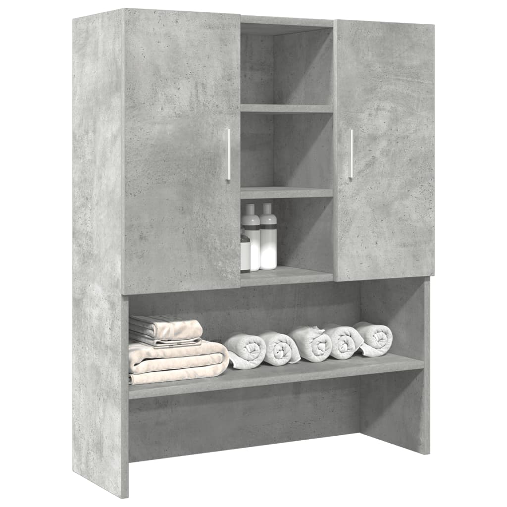 Vidaxx Wasmachinekast 70.5x25.5x90 cm – Betongrijs | 2 Deuren & 4 Vakken