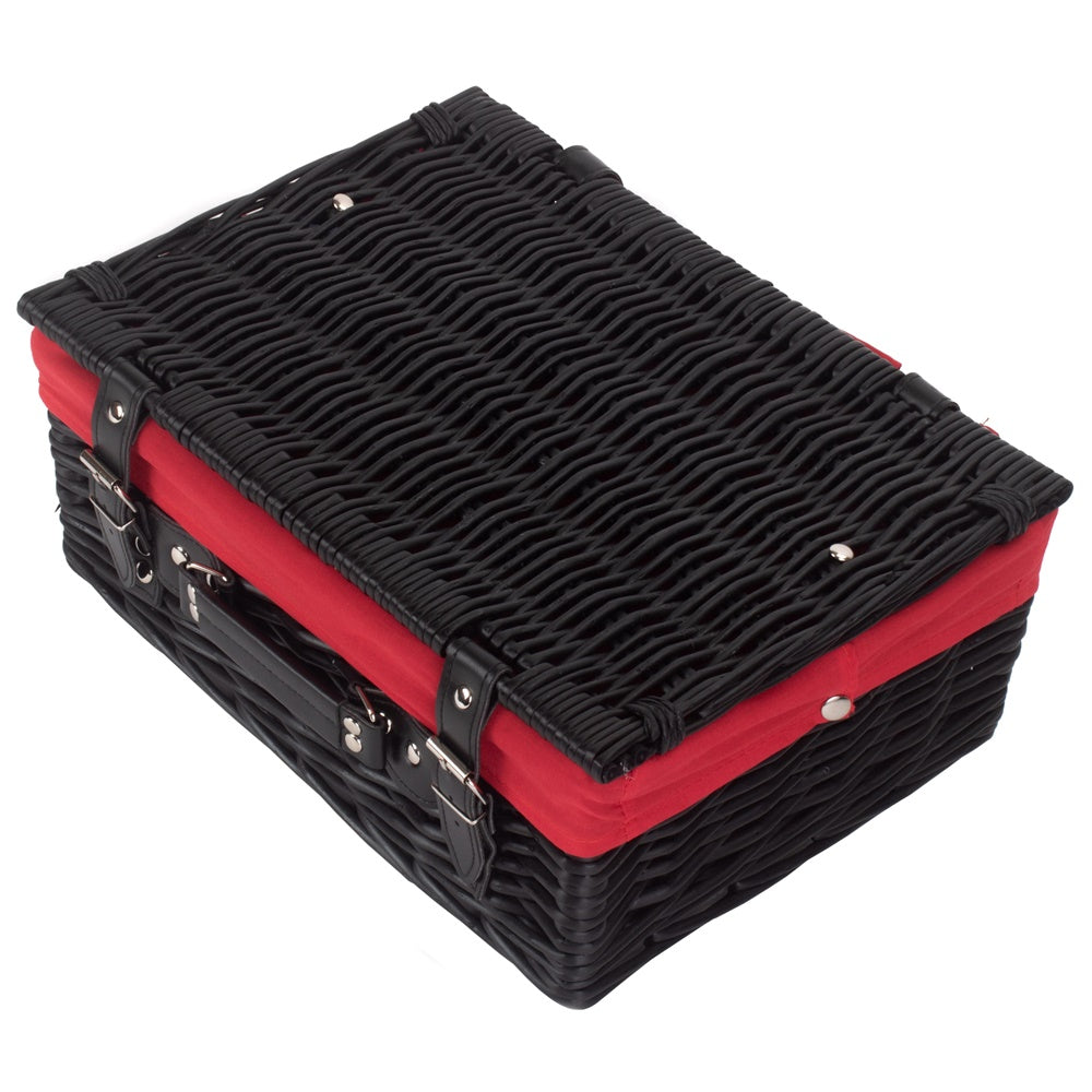 36cm Zwarte Wilgen Picknick Mand met Katoenen Voering