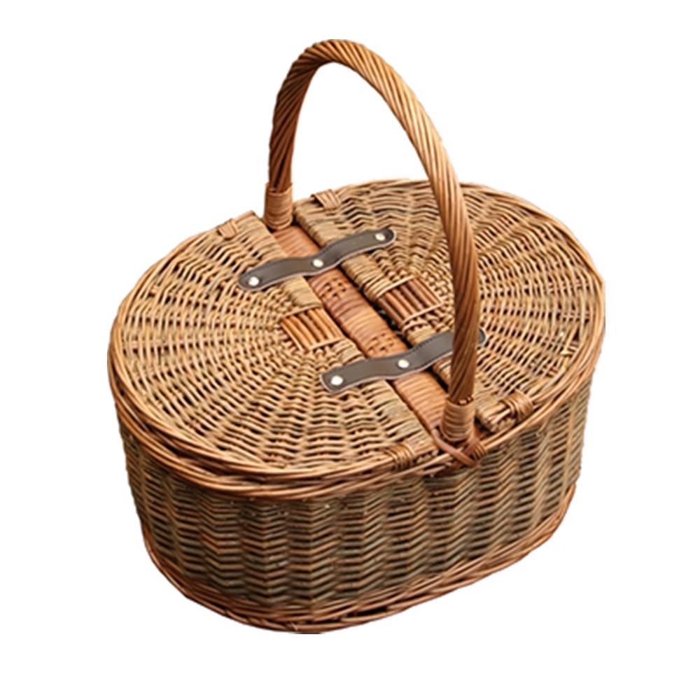 Twee-Kleur Ovale Picknick Mand met 2 Dekkels – Leeg