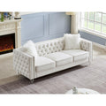 Velvet Upholstery Tufted Sofa Crystal Feet Removable Cushion