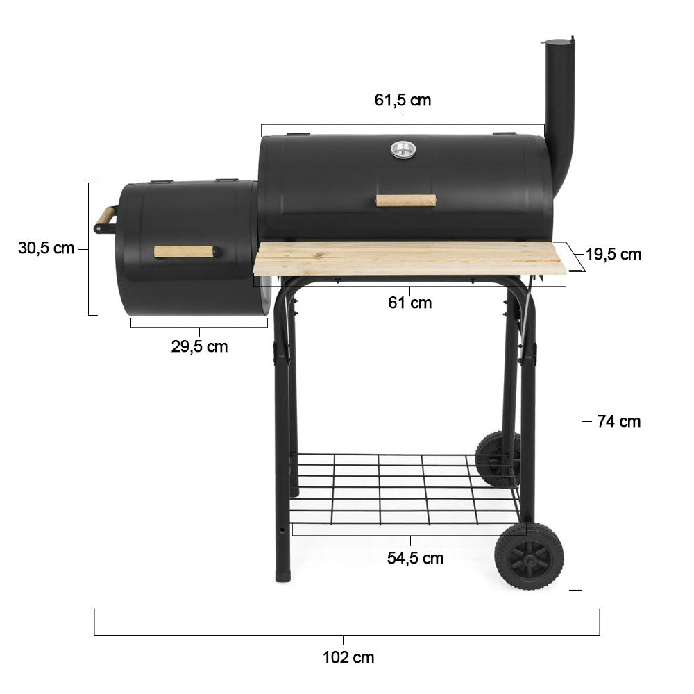 2-in-1 Houtskool BBQ Grill & Smoker
