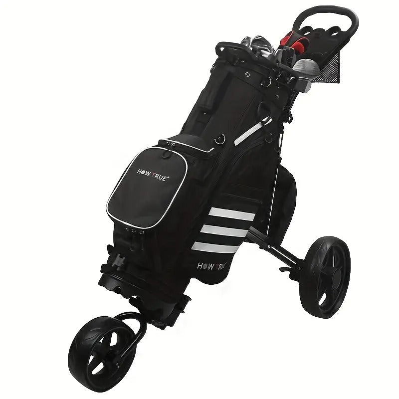 Quick-Fold 3-Wiel Golf Push Cart – Zwart