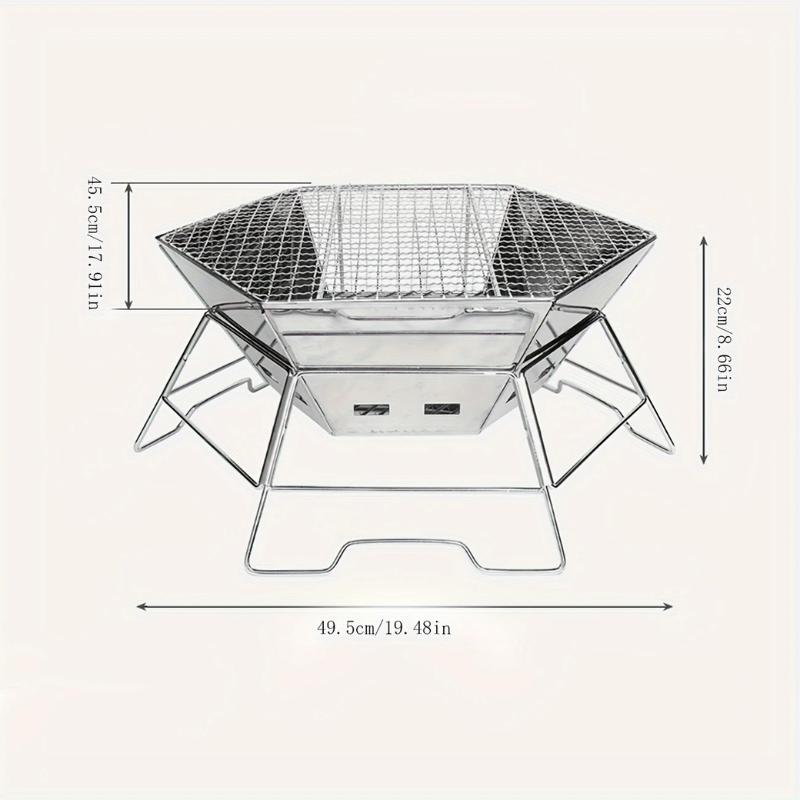 Foldable Stainless Steel BBQ Grill — Portable & Durable